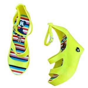 Gwen Stefani Harajuko Lovers Rare Neon Jelly Wedge Sandals Size 7